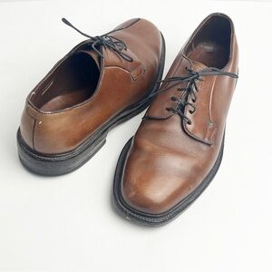 ALLEN EDMONDS Brown Leather Leeds Plain Toe Blucher Lace Up Shoes, Size 7